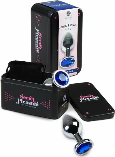 Produktbild Secret play Analplug aus Metall mit Diamant-Stopper (blau)