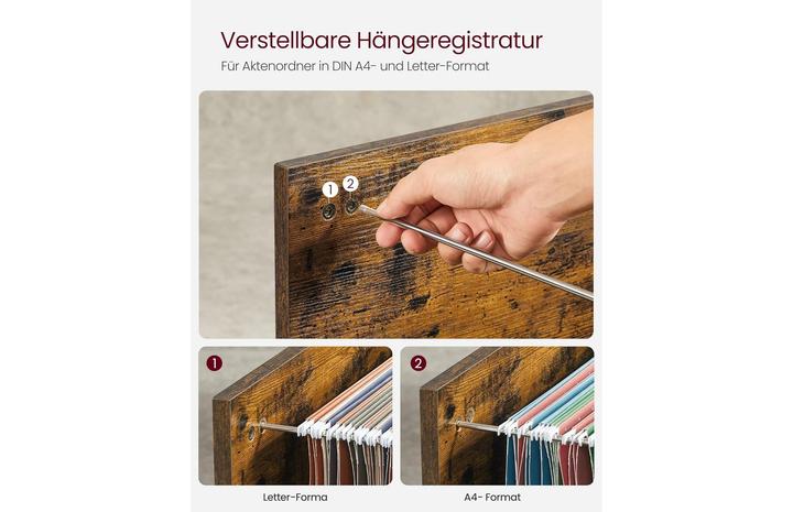 Actual product image Vasagle Mobile pedestal brown, black 3 pull-outs 80.0 x 40.0 x 66.0 cm (80 x 40 x 66 cm)