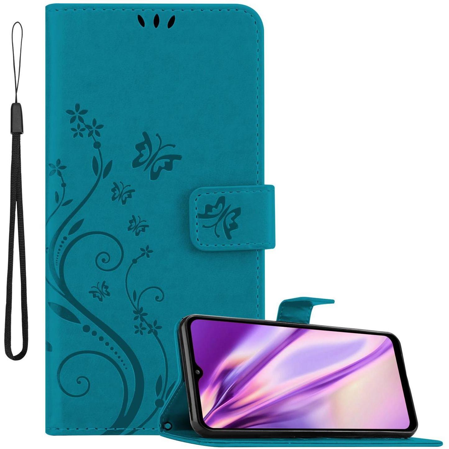 Cadorabo Flower Book Hülle (Samsung Galaxy A32 5G), Smartphone Hülle, Blau