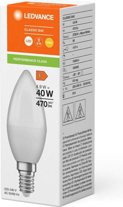 Actual product image Ledvance LED candle lamp (E14, 4.90 W, 470 lm, 10 x, F)