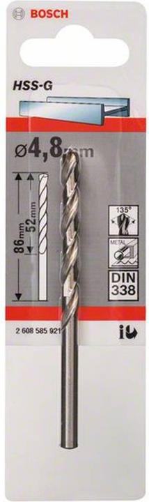 Image du produit Bosch Professional Zubehör Foret hélicoïdal en métal HSS 4.8 mm (4,8 mm)