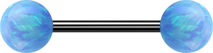 Actual product image Star Piercing Micro barbell black with two opal balls light blue (Surgical steel 316L, without brass)