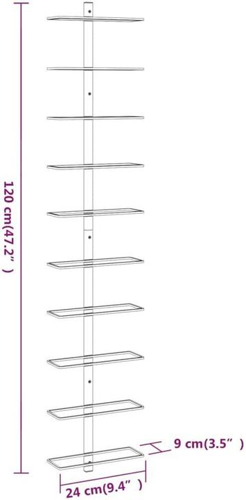 Produktbild vidaXL Emmerich (24 x 9 x 120 cm, 10 Fl.)