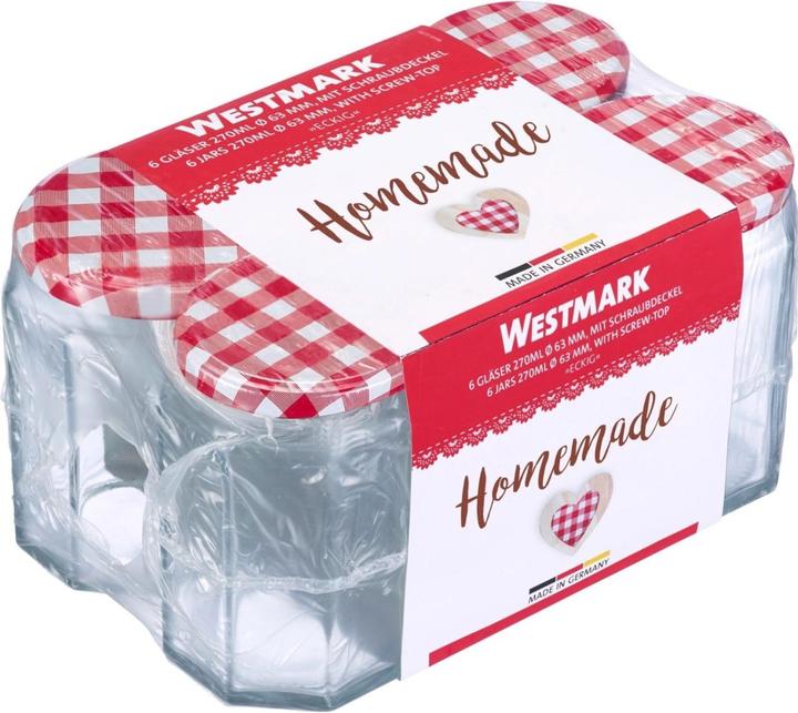 Actual product image Westmark Set of 6 288ml 6 corner glasses, w. heart decor lid, 63 mm (6 pcs., 0.29 l)