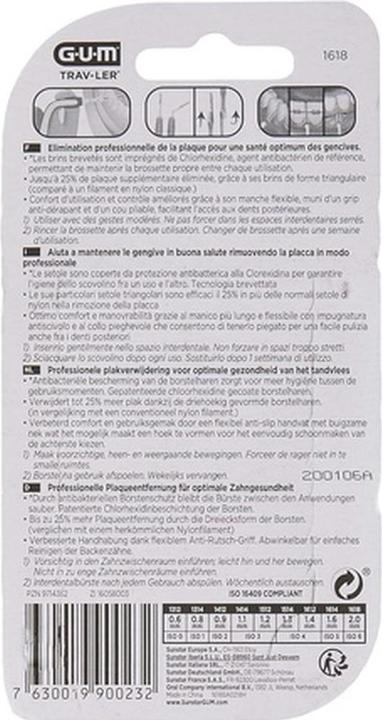 Produktbild GUM SUNSTAR Trav-Ler ISO-Norm 6 cylindric grau (6 x, 2 mm)