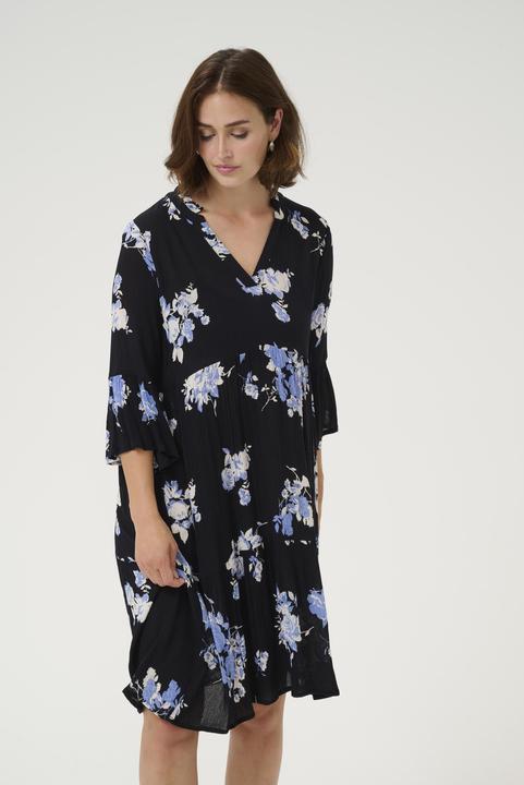 Black, Blue Flower Print