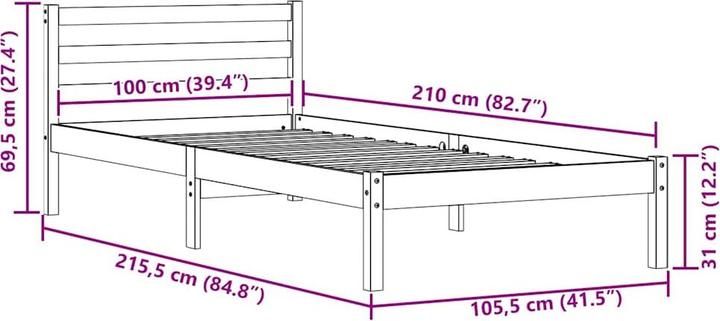 Produktbild vidaXL Bettgestell (100 x 210 cm)