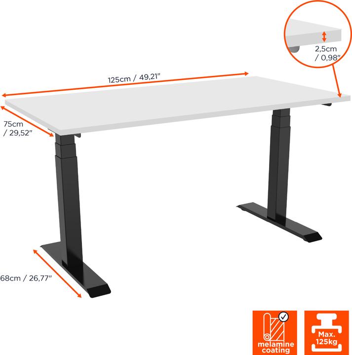 Image du produit Celexon bureau à hauteur réglable électriquement Professional eAdjust-58123 - noir, table incluse