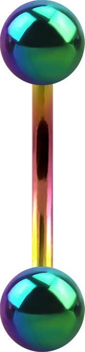 Actual product image Star Piercing Micro Banana coloured with two balls (Surgical steel 316L)