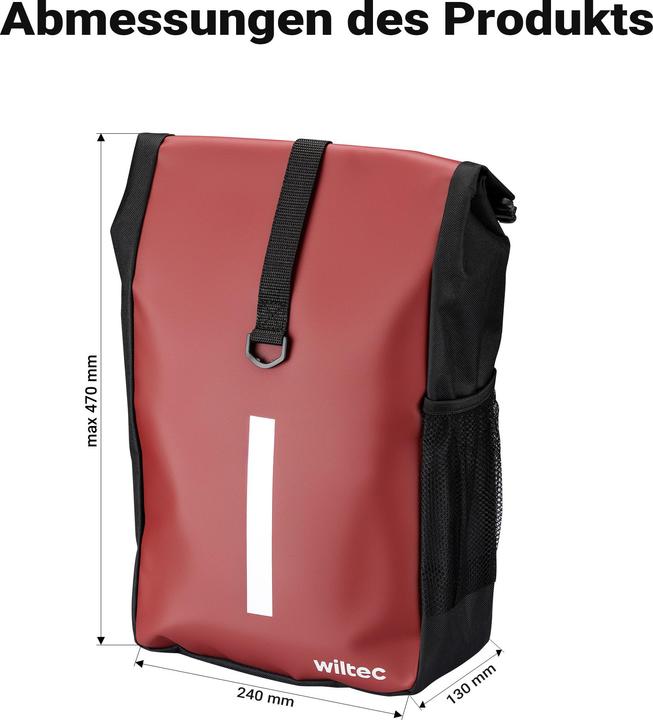 Produktbild Wiltec Gepäckträgertasche rot 16l Fahrradtasche Gepäckträger Gepäcktasche (16 l, Gepäckträgertasche)