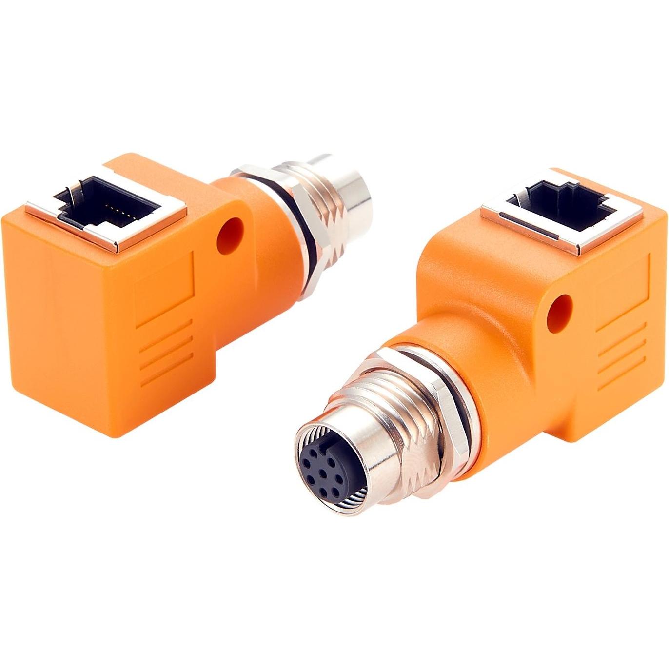 Thumbnail - Exsys Adapter M12 A-code BU - RJ45 BU 90° (RJ45 (1x)), Netzwerkadapter, Orange