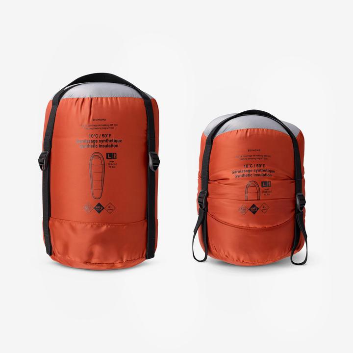 Simond Mumienschlafsack koppelbar kompakt Trekking - MT500 10 °C Kunstfaser (180 cm)