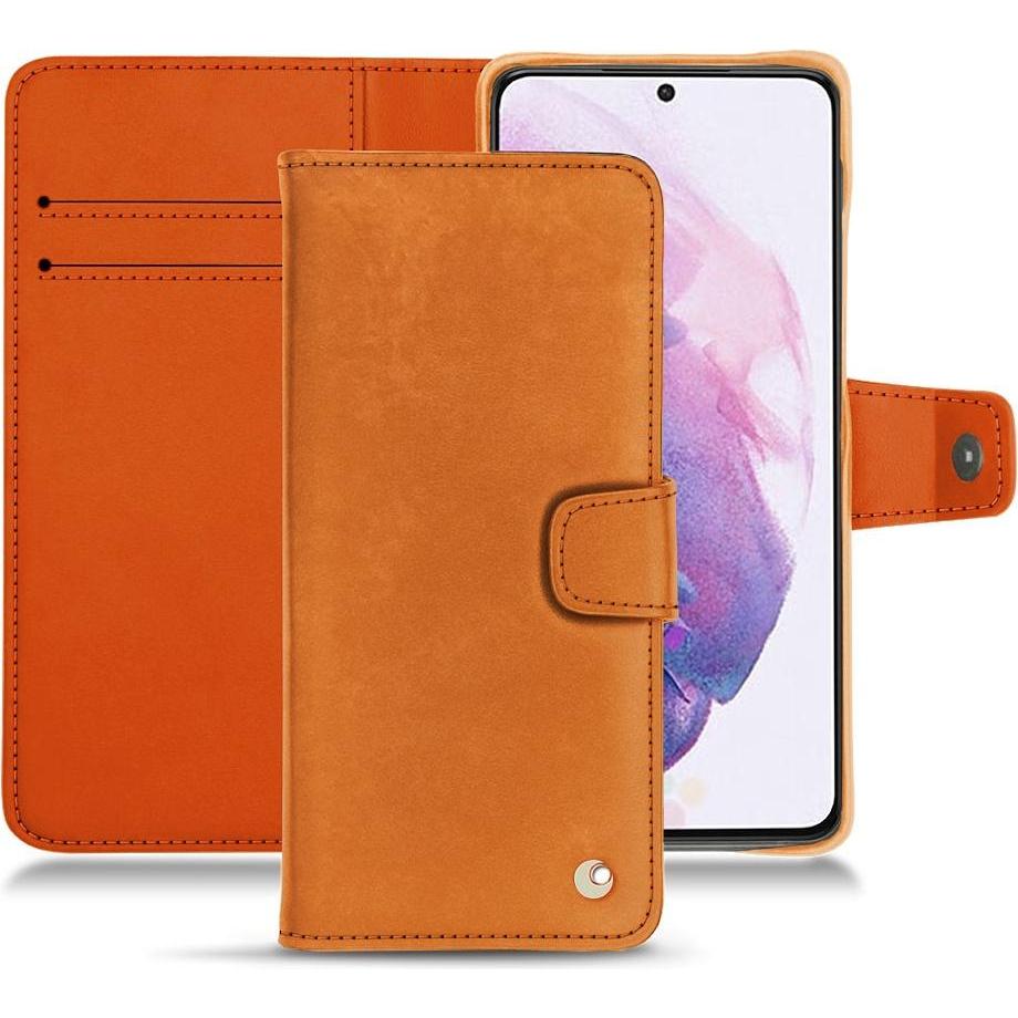 Noreve Lederschutzhülle Wallet (Samsung Galaxy S21+), Smartphone Hülle, Orange