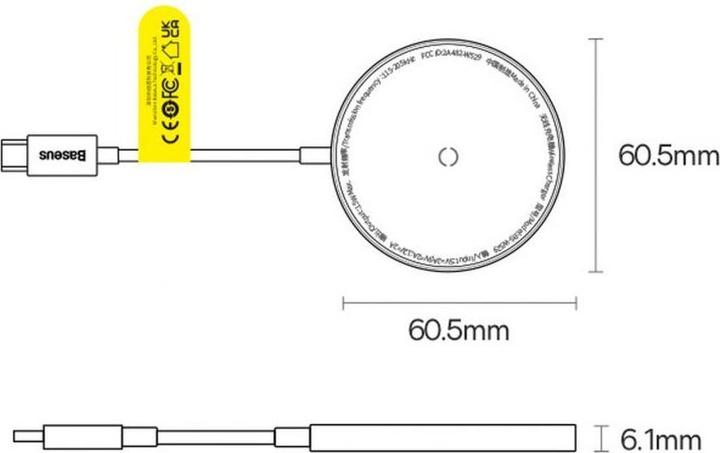 Image du produit Baseus Simple Mini3 Chargeur magnétique sans fil 15W Bleu Galaxie (15 W)