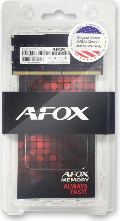 Produktbild AFOX SO-DIMM DDR4 8GB 2400MHZ AFSD48EK1P (1 x 8GB, 2400 MHz, DDR4-RAM, SO-DIMM)