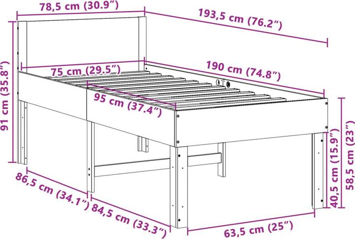 Image du produit vidaXL Bettgestell (75 x 190 cm)