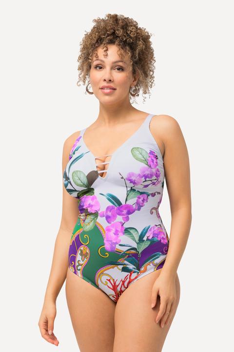 Image du produit Ulla Popken Maillot de bain à bonnets moulés. Matière recyclée et motif orchidée (60)
