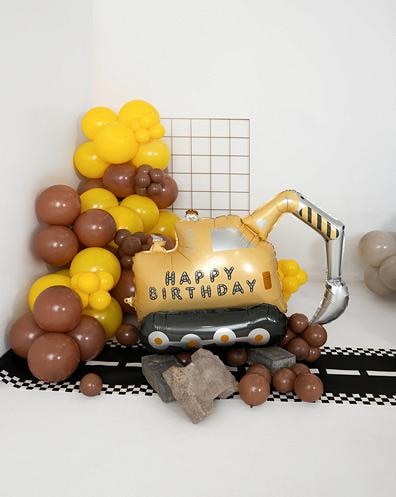 Actual product image Partydeco Foil balloon excavator incl. straw 49 x 76.5 cm, 1 piece