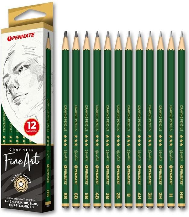 Produktbild Penmate Set Fine Art Bleistifte, Härte 4H-8B, 12-tlg. (2B, 2H, 3B, 3H, 4B, 4h, 5B, 6B, 8B, B, H, HB, 12x)