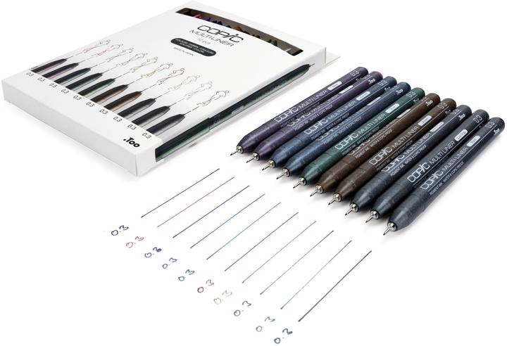 Immagine prodotto Copic Set di colori Multiliner, 0,3 mm, 10 pezzi (Verde oliva, Lavanda, Seppia, Nero, Grigio caldo, Grigio freddo, Pink, Vitivinicolo, Cobalto, Brown, 10 x)