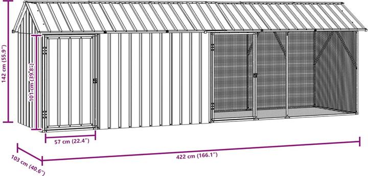 Immagine prodotto vidaXL Voliera con estensione antracite 210x442x247 cm acciaio
