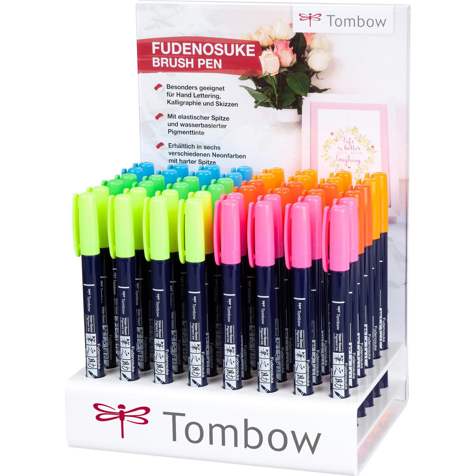 Tombow, Schreibstifte, Kalligraphie-Set WS-BH WSBH48P2A Fudenosuke, neon 48 Stück (Multicolor, 48 x)
