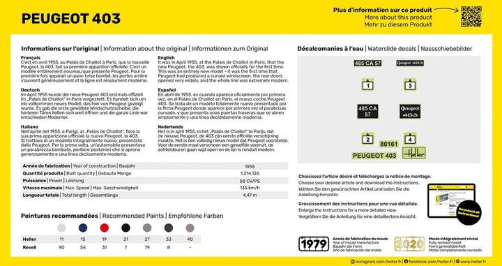 Nutritional values and ingredients Heller Peugeot 403