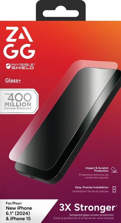Immagine prodotto Zagg Glass+ (1 pz., Apple iPhone 15, Apple iPhone 16)