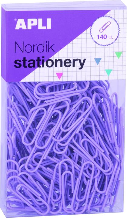 Apli Nordik runde büroklammern, 28 mm, 140 stück, box mit anhänger, mischung aus pastellfarben (140x)