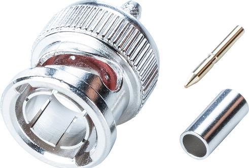 RND Electronics Connector, BNC, Brass, Plug, Straight, 75Ohm, Crimp connection