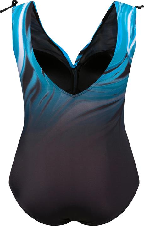 Image du produit Ulla Popken Maillot de bain à bonnets souples. Imprimé océan. Matière recyclée. Ruban à froncer. (44)