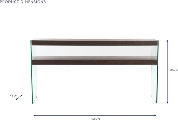 Actual product image DKD Home Decor Console Brown Transparent Crystal Walnut MDF Wood 160 x 45 x 80 cm (160 x 45 x 80 cm)