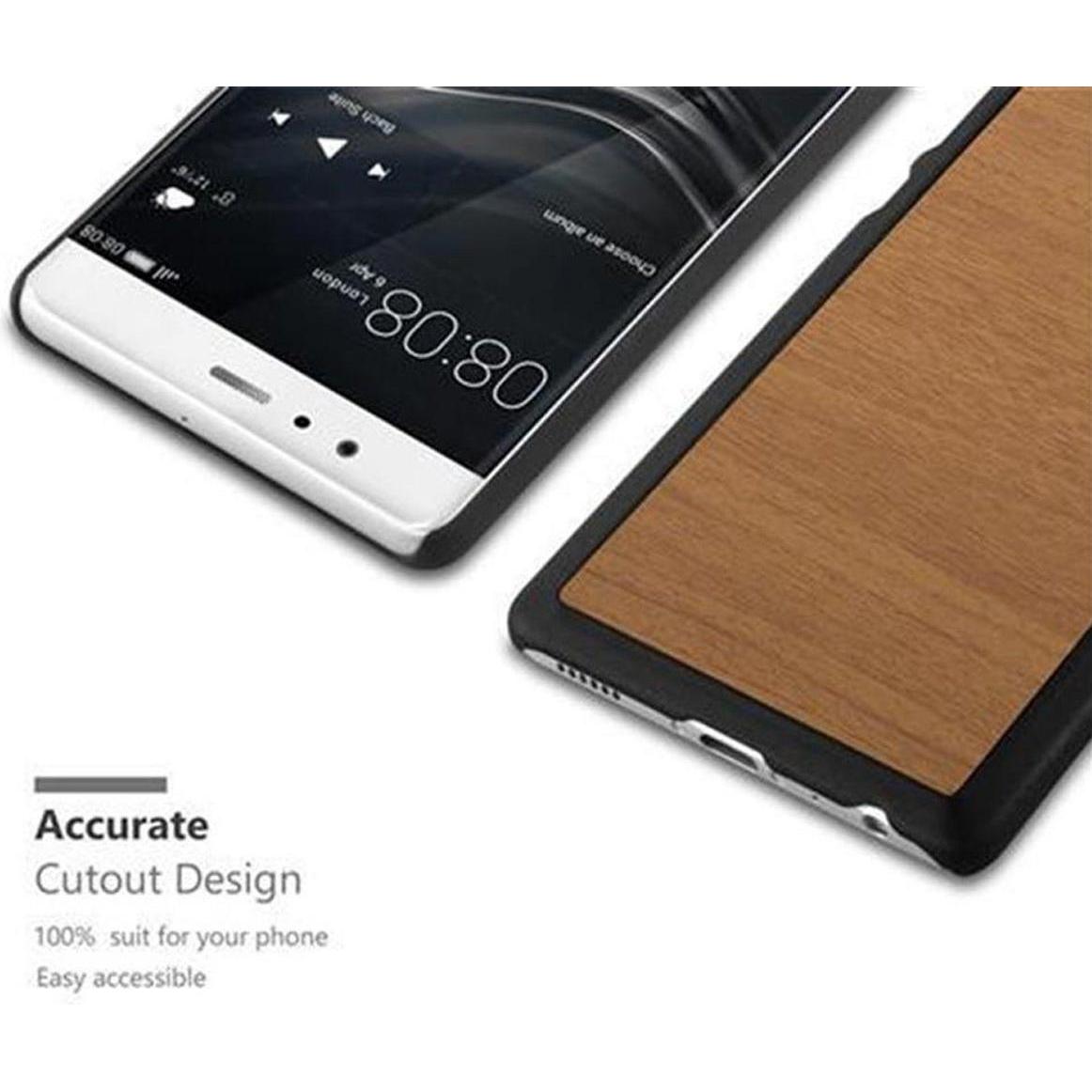 Thumbnail - Cadorabo Hard Cover Woody Cover (Huawei P9), Smartphone Hülle, Braun