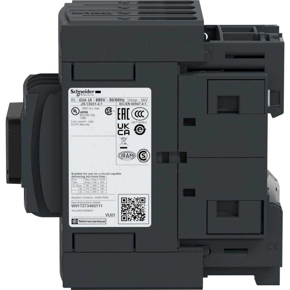 Schneider Electric Leistungsschütz, 4p+1S+1Ö, 60A/AC1, LC1DT60AED, Relais