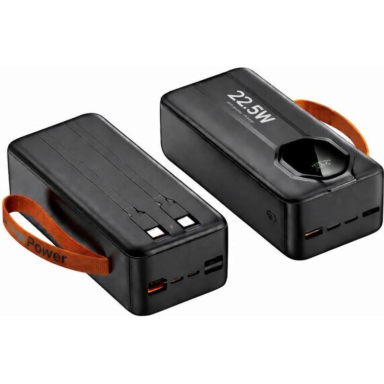 SIGN Powerful Powerbank with Built-in Cables, 30000mAh - Black, Powerbank, Nero