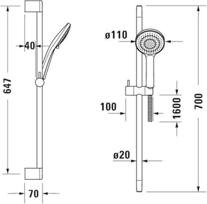 Actual product image Duravit Shower set chrome (3 Beam types, 14 l/min)