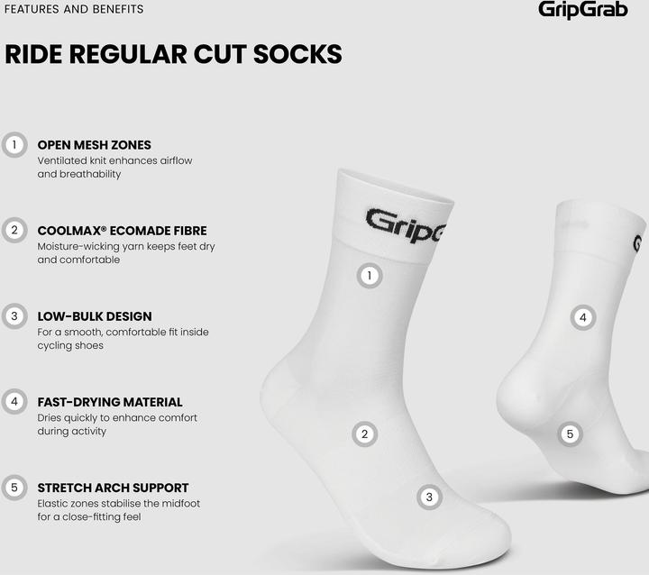 Image du produit GripGrab Chaussettes de Cyclisme Coupe Régulière (38 - 41)