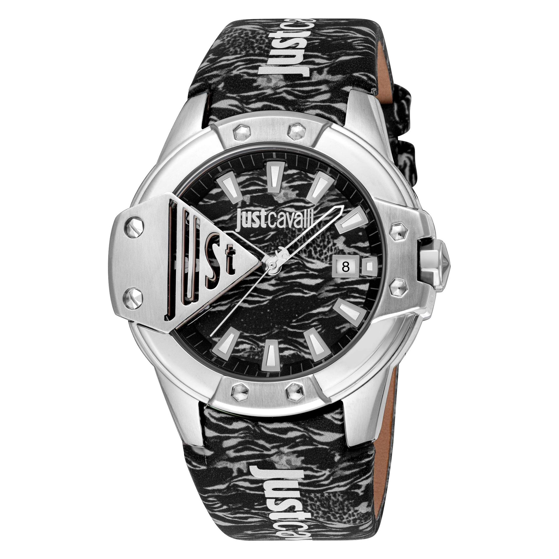 Just Cavalli, Horloge, Jonge Scudo - JC1G260L0025, Zwart, Wit, Zilver, (44 mm)