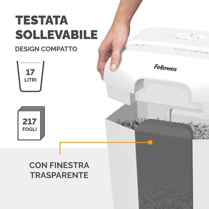 Actual product image Fellowes Powershred LX50 document shredder with particle cut P-4, 4 x 37 mm, up to 9 sheets, white (Particle cut)