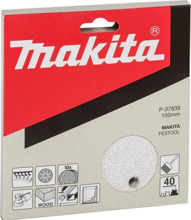 Actual product image Makita Ø 150mm sandpaper Velcro grain 40 (P40)