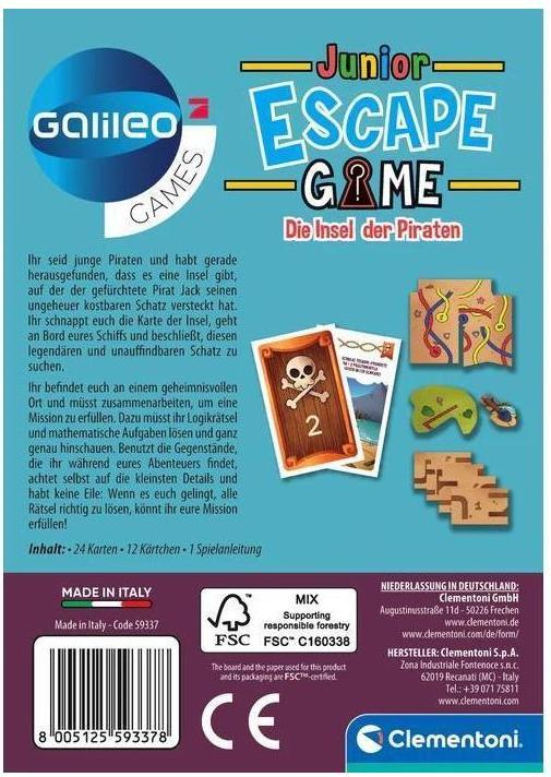 Produktbild Clementoni Galileo Escape Game Junior Insel der Piraten (Deutsch)