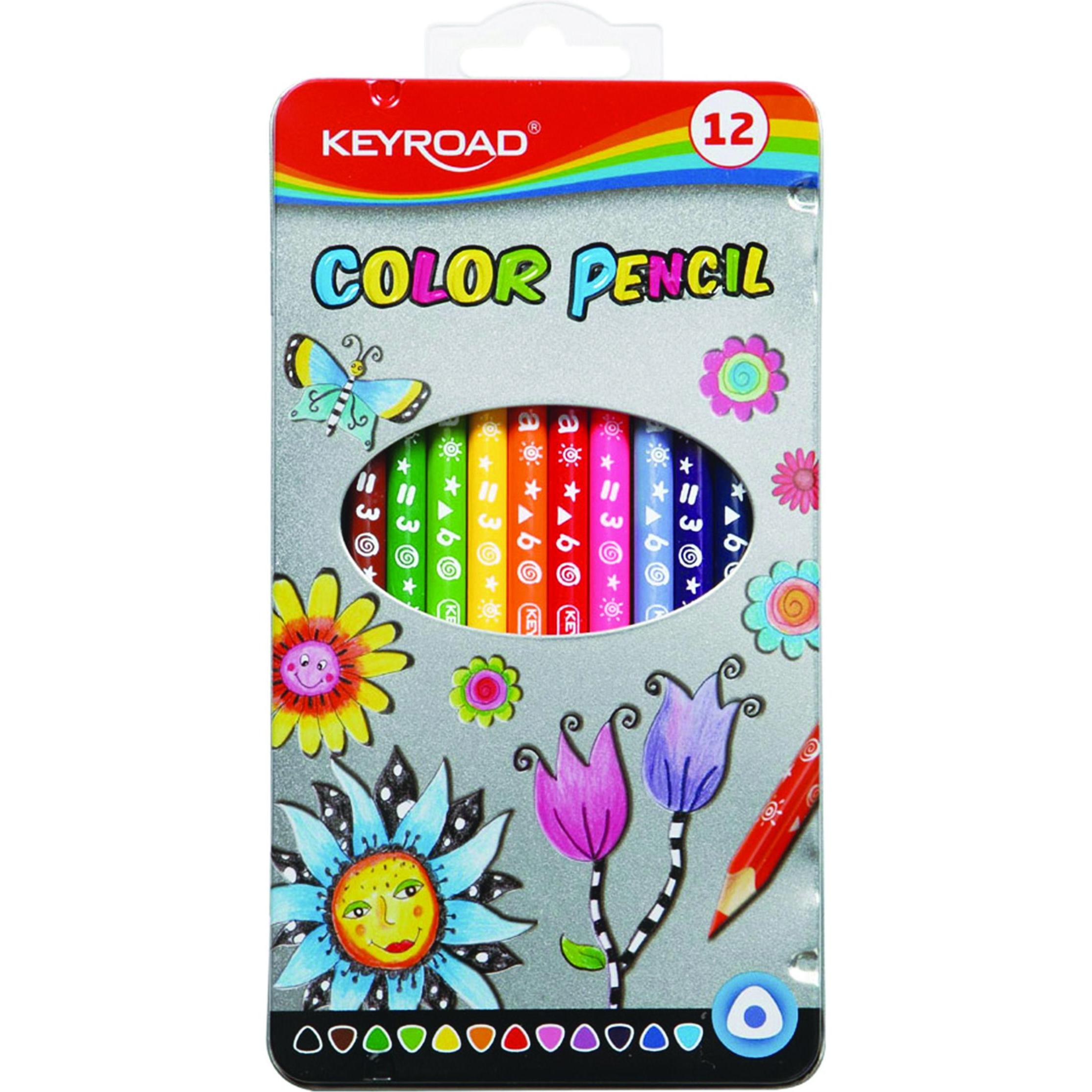 Keyroad Bleistiftstifte, dreieckig, 12 stk., in metallbox, farbmischung (12 x) (41376866)