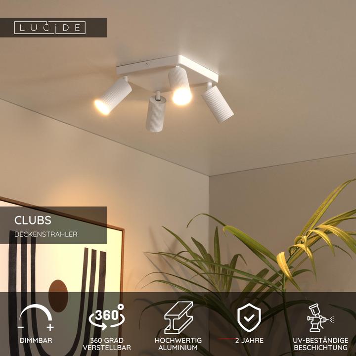 Actual product image Lucide CLUBS - Ceiling spotlight - 4xGU10 - White 09939/14/31 (GU10)