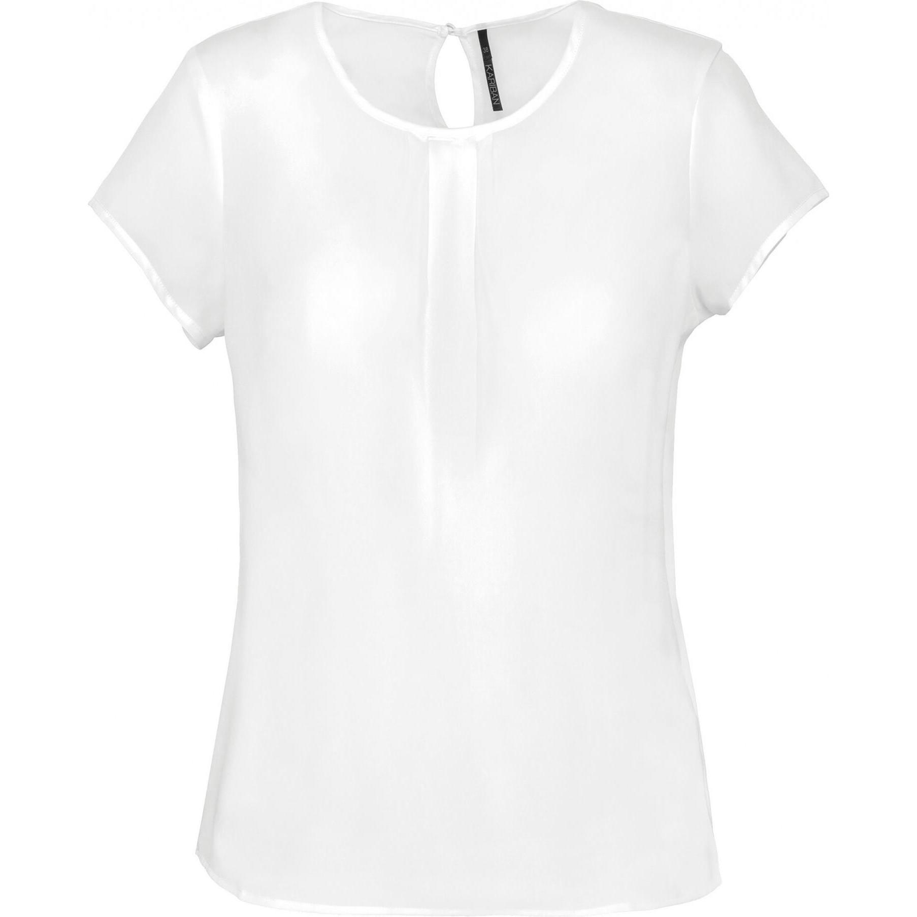 Kariban, Damen, Bluse, Krepp-Bluse, Damen, Weiss, (38)