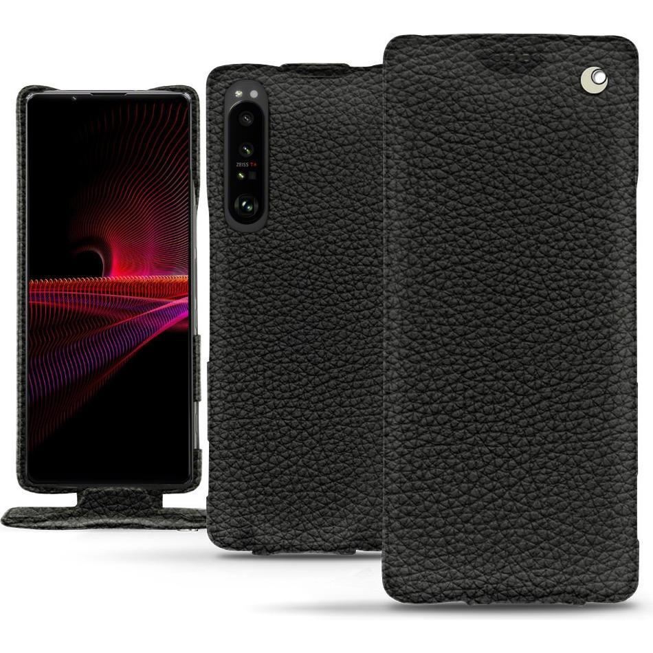 Noreve Lederschutzhülle vertikal (Sony Xperia 1 III), Smartphone Hülle, Schwarz