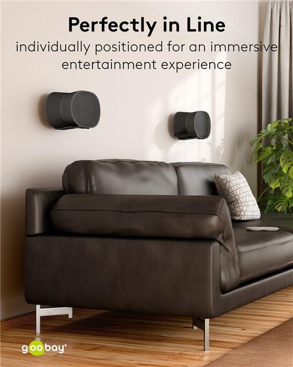 Produktbild Goobay Lautsprecher-Wandhalterung Modern Era 3 Flex, schwarz (Wandmontage, Neigbar, Schwenkbar)