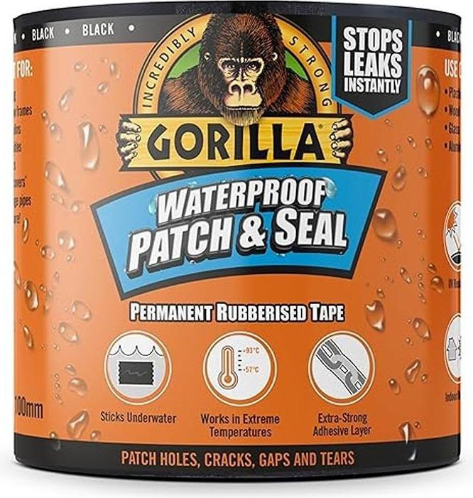 Gorilla Wasserdichtes Patch & Seal Tape Schwarz 100mm x 3m