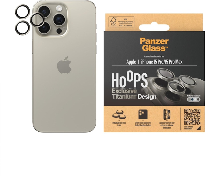 Actual product image PanzerGlass Hoops Camera Lens Protector (1 Piece, Apple iPhone 15 Pro Max, Apple iPhone 15 Pro)