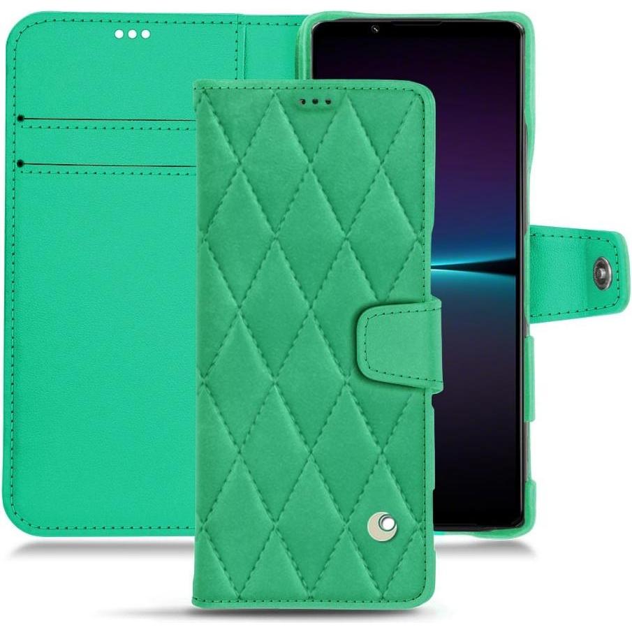 Noreve Lederschutzhülle Wallet (Sony Xperia 1 IV), Smartphone Hülle, Grün