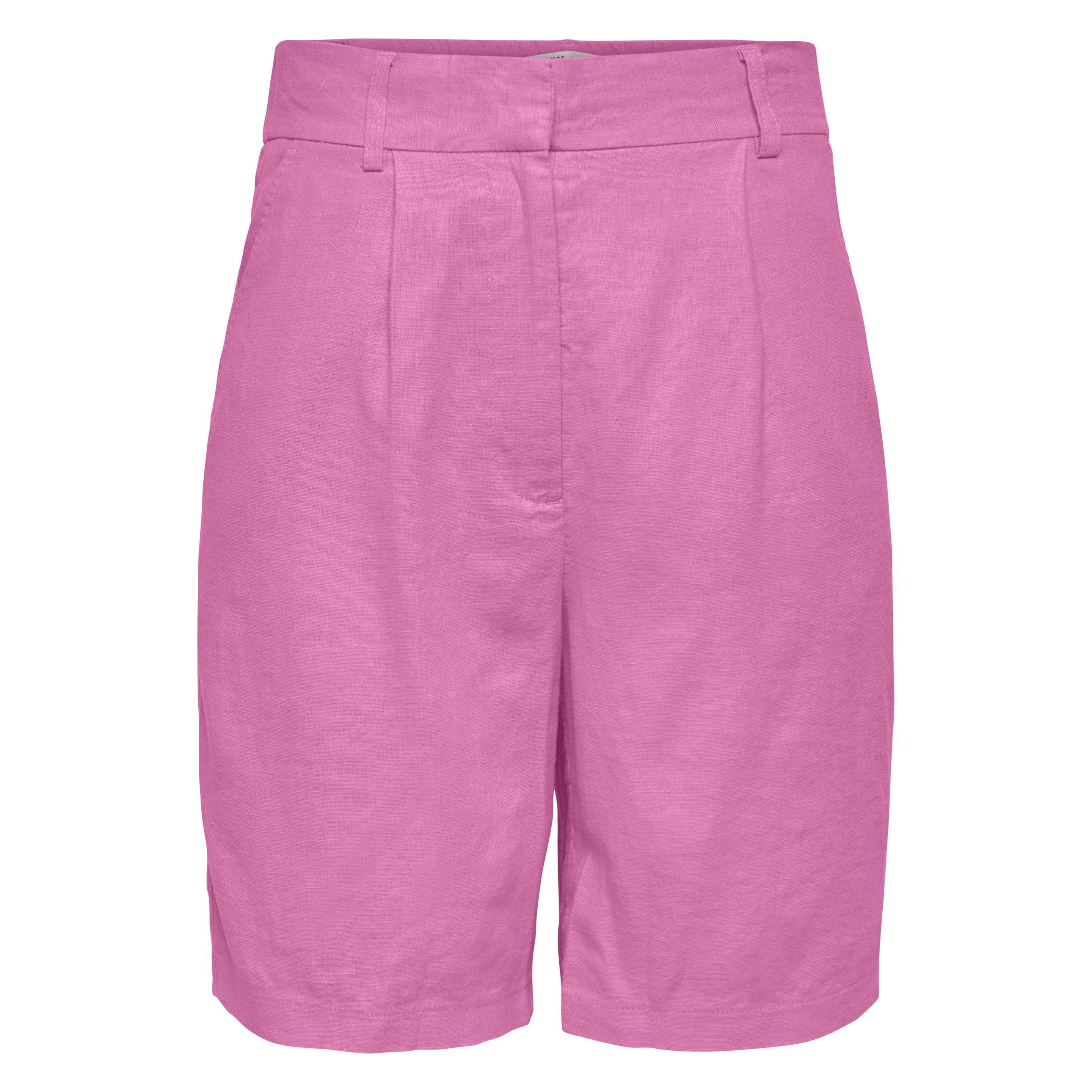 Only, Damen, Shorts, Onlcaro Hw Long Linen Blend Shorts Tlr, Pink, Rosa, (34)